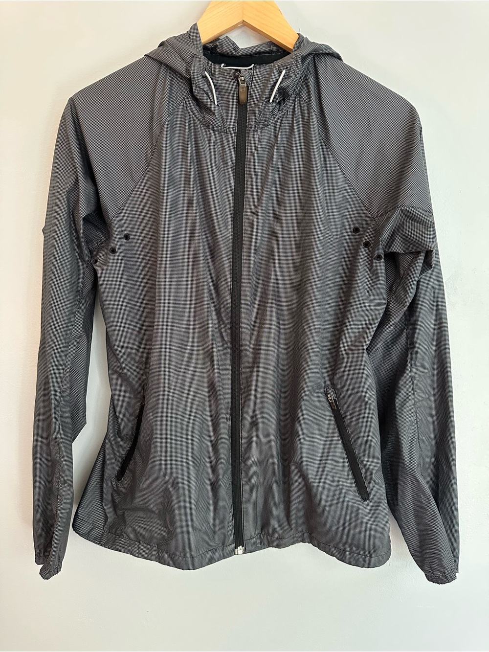 Nike Black and White Check Hooded Windbreaker